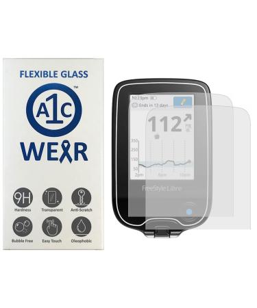 A1C WEAR - 9H Flexible Glass Screen Protector for Freestyle Libre 3 2 14-Day Pro and InsuLinx Readers - Won't Crack or Chip - Anti-Scratch Anti-Fingerprint - 2 Pack