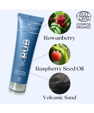 Organic Exfoliating Face Scrub - Icelandic Black Volcanic Sand & Rowanberries - Gentle Face Wash for All Skin Types - 2 Fl Oz - International Shipping Available - Buy Online on GoSupps.com