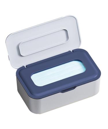 Wet wiper holder |Dustproof damp cloth container with lid wet warder storage box handkerchief dispenser for dormitory washroom dressing table desk Qiyifang blue