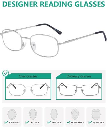 Eyekepper Metal Frame Reading Glasses - 4 Pieces Silver +2.50 with Spring Hinge | Stylish & Comfortable International Shipping - Buy Online on GoSupps.com