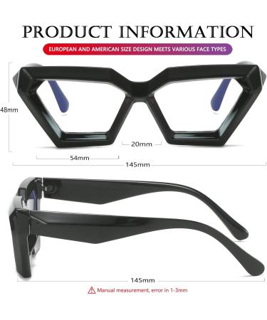 AIEYEZO Thick Cat Eye Glasses | Fashionable Blue Light Blocking Glasses for Women | Anti Eyestrain & Headache Relief | 54mm Black Frame - Buy Online on GoSupps.com