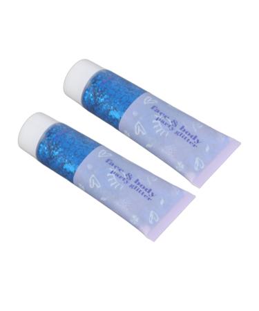 Face Body Glitter Gel Safe Self Adhesive Makeup Sequin Gel Portable Beautiful 2pcs for Lip Hair for Concerts (01 Peacock Blue)