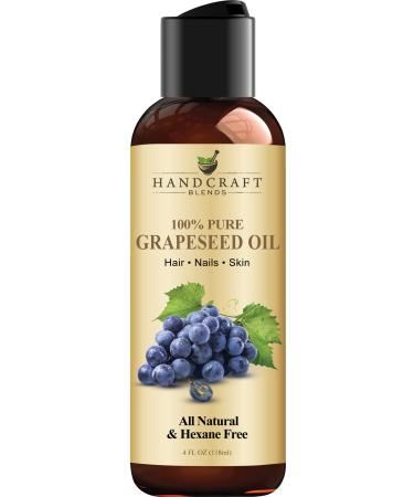 Handcraft Grapeseed Oil - 100% Pure and Natural - Premium Therapeutic Grade Carrier Oil for Aromatherapy Moisturizing Skin and Hair - 118 ml Grapeseed 118.00 ml (Pack of 1)