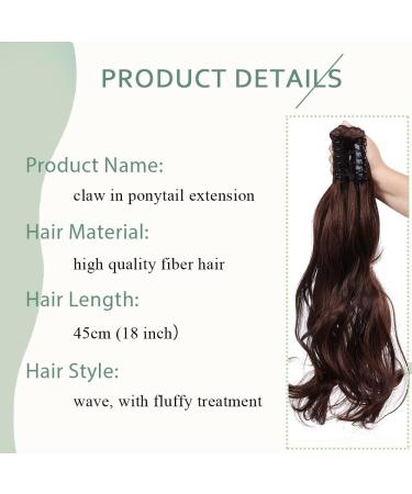 Matte Claw On Ponytail Extension 18 Inch Curly Wavy Hairpiece - Medium Brown - Buy Online on GoSupps.com
