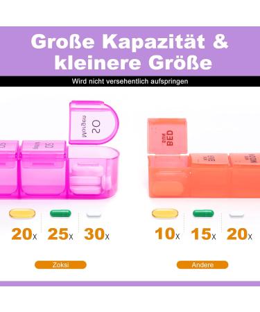 7-Day Pillbox with 3 Compartments | Weekly Medication Organizer | German Design - Purple Case - Buy Online on GoSupps.com