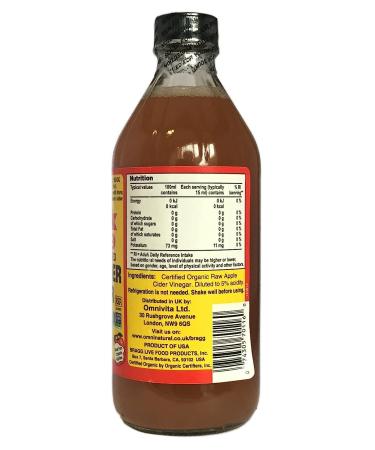 Bragg Organic Raw Apple Cider Vinegar 16 Fl Oz - Pure & Unfiltered - Buy Online on GoSupps.com