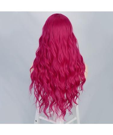 24 inch Hot Pink Cosplay Long Curly Wig - Heat Resistant Synthetic Lace Wig for Women - Perfect for Halloween, Christmas, and New Year Parties - Buy Online on GoSupps.com