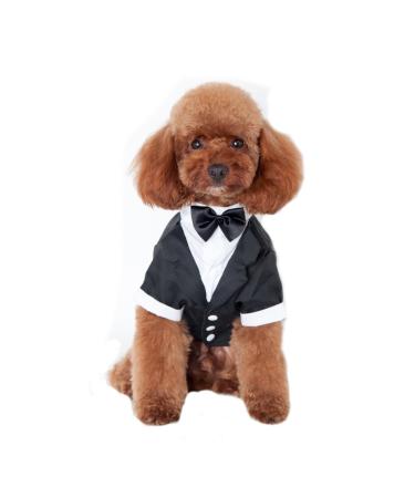 Keysui Black Dog Tuxedo Suit Puppy Wedding Clothes Coat Doggie Costume X-Large Size