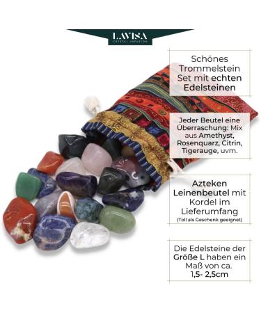 Buy Lavisa Drum Stones | 100% Natural Healing Gemstones for Water Treatment | Halbedelstein Mixture | Mineral Stones (320g) | Enhance Your Gem Water - Buy Online on GoSupps.com