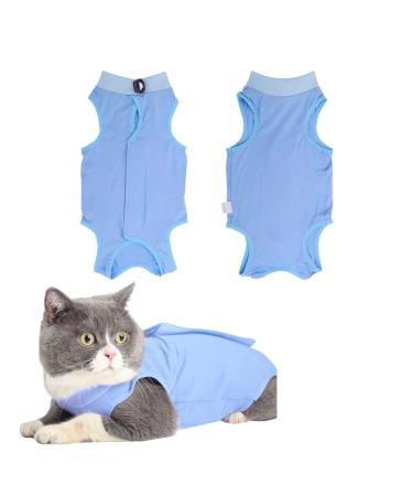 Cat Recovery Suit Cat Surgery Recovery Suit Cat Outfits for Cats Only Cone Collar Alternatives Suit for Cats Weaning Wounds Skin Diseases Cats Anti Licking Pajama Suit(Blue L Size)