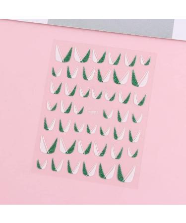 Nail Art Decorations Adhesive Sliders Decals U shape Manicure 3D Colorful Nail Stickers French(green) - Buy Online on GoSupps.com