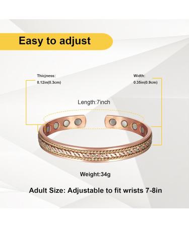 Shop Stylish Copper Magnetic Bracelet - 99% Pure Copper Adjustable Gold Braid Fashion Jewelry Gift - Buy Online on GoSupps.com