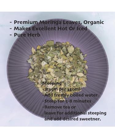 Moringa Leaves Tea Organic (Moringa oleifera) Loose Leaf Herbal Tea Caffeine Free Organic 200gm or 7.05oz - Buy Online on GoSupps.com