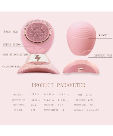 JUNLUNCE Rechargeable Facial Cleansing Brush | IPX7 Waterproof with 4 Brush Heads | Silicone Anti-Static Lifting Massaging | Deep Pore Cleansing | Pink - Buy Online on GoSupps.com