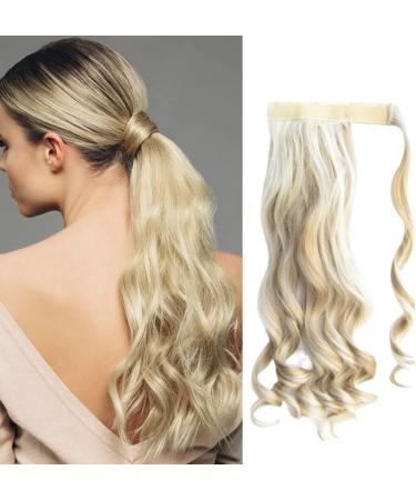 Wavy Ponytail Extension 23 Inch Synthetic Natural Curly Hairpiece Wrap Around Hair Extensions for Women Daily Use Blonde Ponytail Extension - Buy Online on GoSupps.com