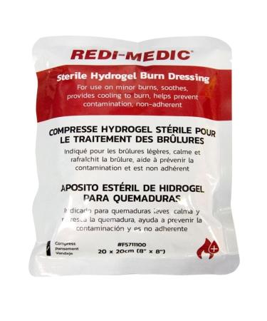 Sterile Hydrogel Burn Dressing 8 x 8-in for 1st & 2nd Degree Burns First Aid Burn Bandages for Sunburn Scalds & Emergencies. Soothes & Cools. Medium Beige