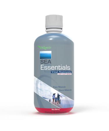Wellgenix Sea Essentials Coral Calcium Liquid Vitamin for High Absorption - Nutritional Multivitamin Supplement - Sea Berry Flavor (32 oz) (1 Pack)