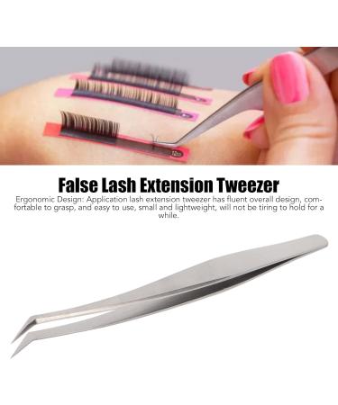 Eyelash Extension Tweezers High Precision Silver Stainless Steel Short Slanted Design for Perfect Manicure - Buy Online on GoSupps.com
