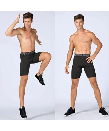 LANBAOSI Men's Compression Shorts 2-3 Pack - Fast Drying Running & Fitness Tights | Sporty Baselayer for Summer (Black & White) - Buy Online on GoSupps.com