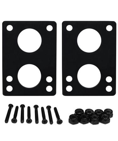 Longboard Riser Pads and Hardware 1/4" (6mm) Black Risers and 1 1/2" Bolts