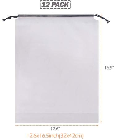 Set of 12 Portable Translucent Shoe Bags for Travel - Clear Storage Organizer with Drawstring for Men and Women - Buy Online on GoSupps.com