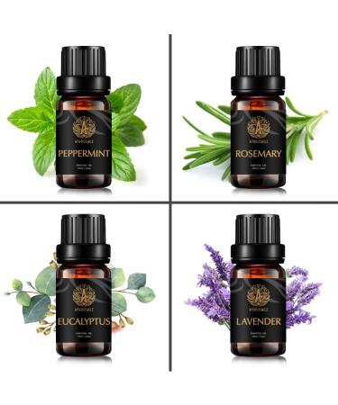 Aromatherapy Eucalyptus Essential Oil Set for Diffuser 4x10ml 100% Pure Lavender Essential Oil Kit for Humidifier-Peppermint Rosemary Essential Oils Set Pure Peppermint Essential Oils Kit for Home - Buy Online on GoSupps.com