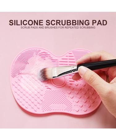 Sioppkik Silicone Makeup Brush Cleaning Mat - 2 Large Apple-Shaped Scrubber Pads (Green & Pink) - Essential Cosmetic Cleaning Tool with Suction Cups - Buy Online on GoSupps.com
