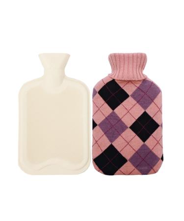 Tonone 1000ml hot water bottle hot bottle with fabric bag heat bottle with lid Small hot water bottle PVC heat bottle keeps warm in winter (pink)