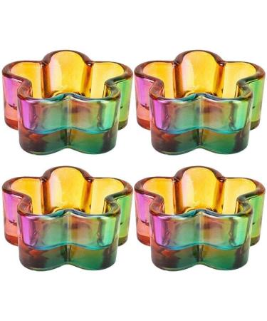 4 Pcs Crystal Flower Shape Nail Art Acrylic Liquid Powder Glass Dappen Dish Clear Glass Cup for Acrylic Nail Art Tools colorful - Buy Online on GoSupps.com