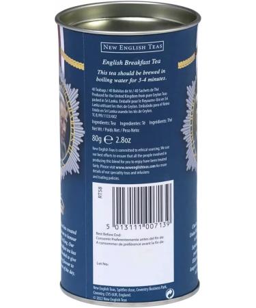 New English Teas King Charles Tea Drum with 40 English Breakfast Teabags - Buy Online on GoSupps.com