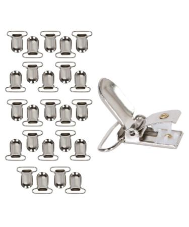 Andux 25PCS Straps Clips for Making Holders Bib Clips Toy Holders Silver YJK-01 (2.5cm)