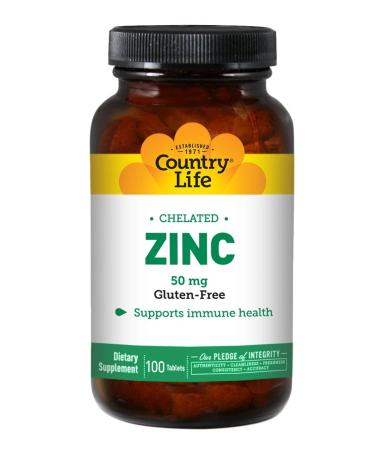 Country Life Chelated Zinc 50 mg 100 Tablets