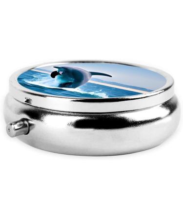 Jumping Up Dolphins Round Pill Box | 3 Compartment Travel Organizer | Portable Travel Pill Box for International Shipping - Buy Online on GoSupps.com