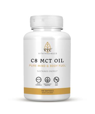 VTC VitaTradingCo. C8 MCT Oil Capsules | Naturally Derived Caprylic C8 Supplement | Coconut Oil Pills | Sustained Energy | Keto Friendly Non GMO | 100 Softgels