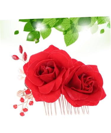 FRCOLOR Wedding Rose Flower Hair Comb Bridal Floral Hair Headpiece rose Bridal Rose hair comb s for women Silk Rose comb flower headband hair barrettes for women bride flower hairpin - Buy Online on GoSupps.com