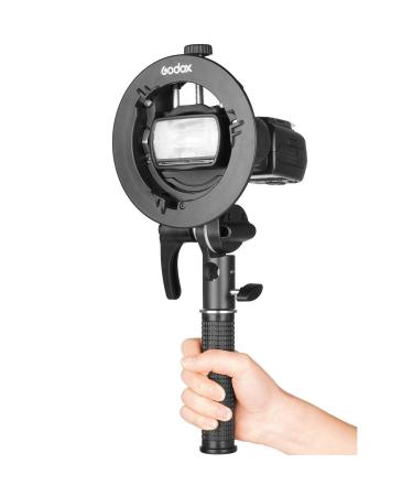 GODOX S2 Speedlite Bracket Bowens Mount Holder + Cold Shoe Flash Mount for Godox V1 Series, AD200Pro, AD200, AD400Pro, V860II Series, TT350 TT685 TT600 Series Flash