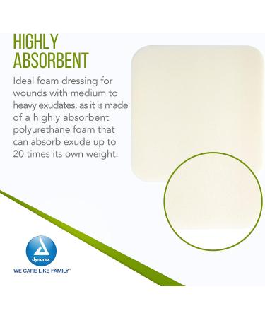 Dynarex CuraFoam Foam Dressings 4 x 4.25 Inch/10 Count - Sterile Non-Bordered Pads for Medium to Heavy Exuding Wounds - Cushioned Moist Wound Care - 1 Box - Buy Online on GoSupps.com