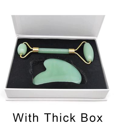 Natural Jade Gua Sha Scraper Board & Roller Set - Anti-Wrinkle Facial Massage Tool Gift Set - Buy Online on GoSupps.com