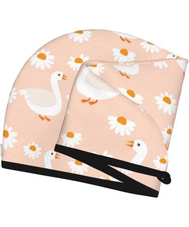 Geese and Flower Microfiber Hair Towel | Soft Super Absorbent Quick Dry Wrap for Long Curly & Thick Hair - Coral Velvet - Buy Online on GoSupps.com
