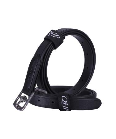 ARBO-INOX - Stirrup leathers - Biothane - brown or black - leather look - stainless steel buckles (135cm Black) 135cm Black
