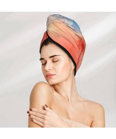 Hair Towel Wrap for Quick Drying | Button Turban & Head Towel | The Sunset of Dandelion Design - Buy Online on GoSupps.com