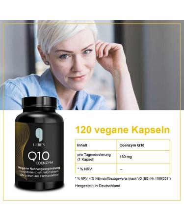 9 Lebens Premium Coenzyme Q10 Capsules - 120 x 180 mg | 4-Month Supply | Vegan & Lab-Tested | Additive-Free Ubiquinone - Buy Online on GoSupps.com