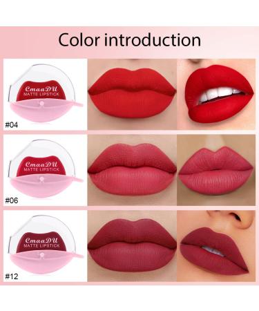 3Pcs Dark Ruby Deep Rose Red Matte Velvet Lazy Lipstick Set - Long Lasting Waterproof Smudge Proof Lip Stick Packs for Women - Buy Online on GoSupps.com