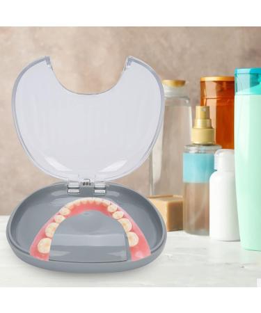 Compact Waterproof Orthodontic Retainer Case - Portable Mouthpiece Box with Pressing Lid for Retainer Cleaning | Grey - Buy Online on GoSupps.com