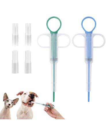 RSYHVG 2 Pieces Pet Pill Plunger Popper Cat Tablet Dispenser for Small Cats Dogs - Medicine Shooter Feeder Soft Tip Tablet Syringe Pusher Animal Silicone Feeder Feeding Accessories (Blue and Green)
