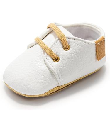 Baby First Walking Shoes Anti-Slip Oxford Loafer Flats | Toddler PU Leather Sneakers 12-18 Months White - Buy Online on GoSupps.com