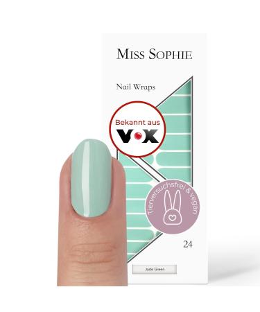 Original Miss Sophie Nail Foils Jade Green I 24 Ultra-D nne Nail polish stripes single-colored in green I for finger and toenails I sticks to natural and painted acrylic gel & shellac nails Jade Green 24