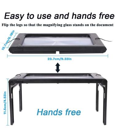 Magnifying Glass 3X Hand Free Magnifier Reading Magnifying Glasses with LED Light Foldable Rectangular Magnifier Loupe Desktop Portable for Elder Kids Vision - Buy Online on GoSupps.com
