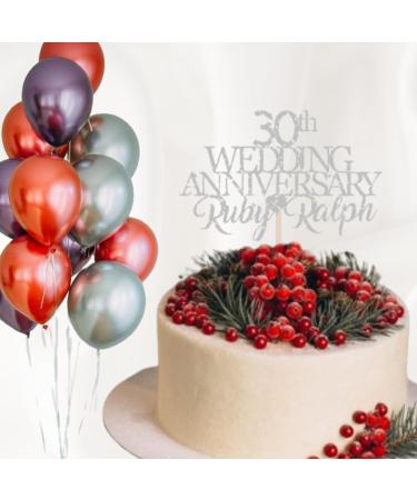 30th Pearl Custom Wedding Anniversary with Both Names. Any years any Names Personalised Cake Topper Glitter Card (GLITTER SILVER) - Buy Online on GoSupps.com