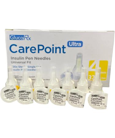 Glucorx Carepoint + Tetra-Sole Pouch Diabetic Insulin Pen Tips 32G x 4 mm (100 Pcs/Box) - Premium Quality for Diabetics - Buy Online on GoSupps.com